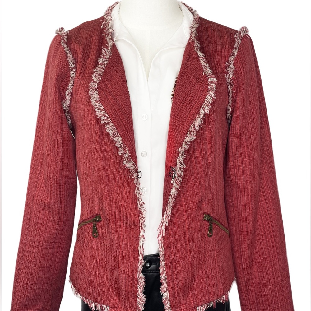 Glam Los Angeles Women’s Charlotte Fringe Cayenne Red Jacket Size S